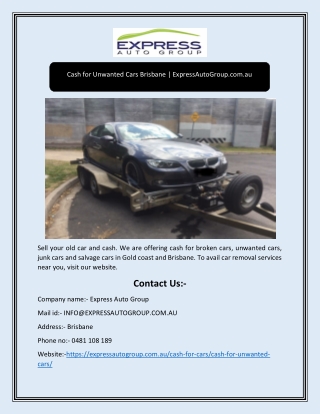 Cash for Unwanted Cars Brisbane | ExpressAutoGroup.com.au