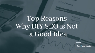Top Reasons Why DIY SEO is not a Good Idea