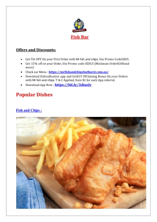 5% off - Mr fish and chips Restaurant Menu Bathurst, NSW