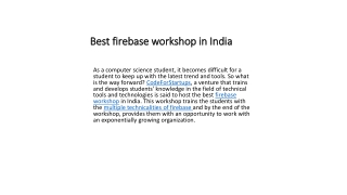 Best firebase workshop in India