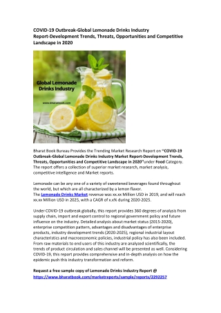 Global Lemonade Drinks Industry Research Report 2020-2025