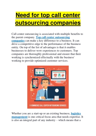 Need for top call center outsourcing companies