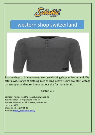 Western Shop Switzerland | Salathe-shop.ch