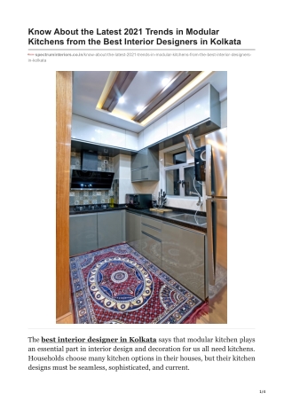 Know About the Latest 2021 Trends in Modular Kitchens from the Best Interior Designers in Kolkata