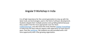 Angular 9 Workshop in India