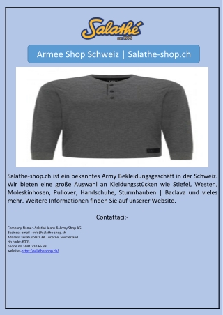 Armee Shop Schweiz | Salathe-shop.ch