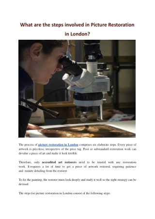 What are the steps involved in Picture Restoration in London?