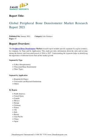 Peripheral Bone Densitometer Market Research Report 2021