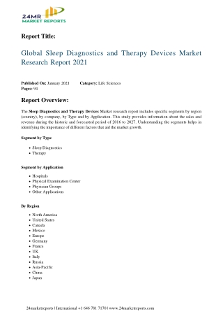 Sleep Diagnostics and Therapy Devices Market Research Report 2021