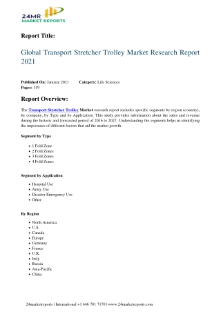 Transport Stretcher Trolley Market Research Report 2021