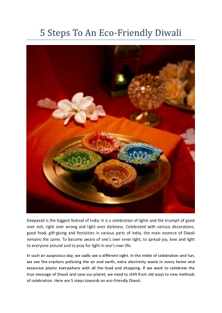 5 Steps To An Eco-Friendly Diwali