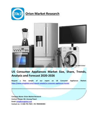 US Consumer Appliances Market Research and Forecast 2020-2026