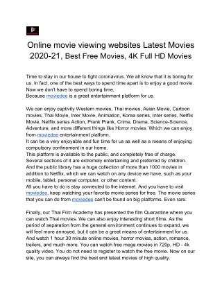 Online movie viewing websites Latest Movies 2020-21, Best Free Movies, 4K Full HD Movies