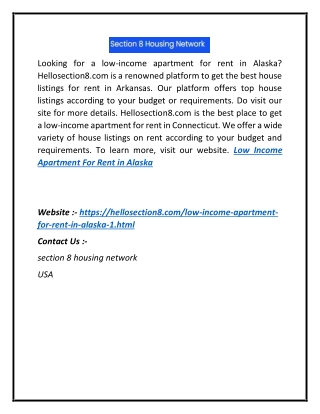 Low Income Apartment For Rent In Alaska | Hellosection8.com