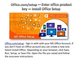 Office.com/setup — Enter office product key — Install Office Setup