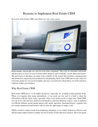 Reasons to Implement Real Estate CRM