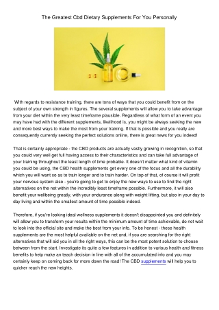 TheGreatestCbdDietarySupplementsForYouPersonally