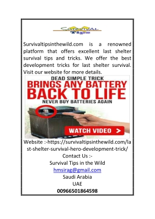 Last Shelter Tips | Survivaltipsinthewild.com