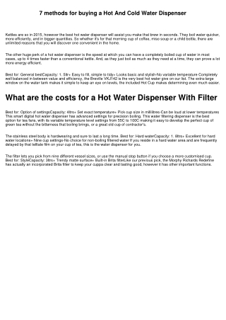 Finding out about a Mains Water Dispenser