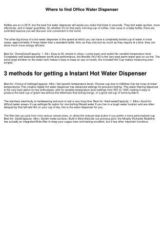 Finding out about a Boiling Water Dispenser