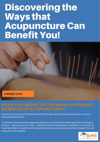 Discovering the Ways that Acupuncture Can Benefit You!