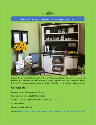 Fresno Therapy | Aspirecounselingservice.com