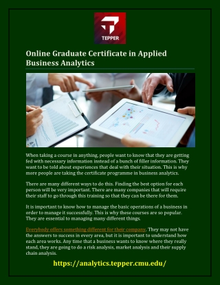 Online Graduate Certificate in Applied Business Analytics