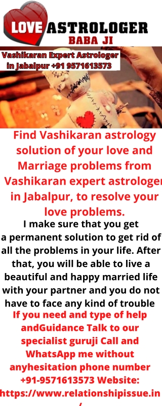 Vashikaran Expert Astrologer in Jabalpur  91 9571613573 - free tips