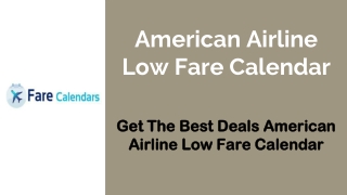 American Airline Low Fare Calendar