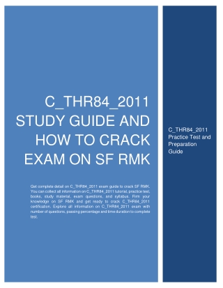 SAP SF RMK C_THR84_2011 Certification : Study Guide and Syllabus topics