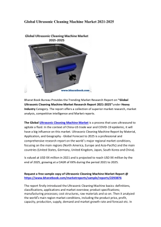 Global Ultrasonic Cleaning Machine Market Research Report 2021-2025