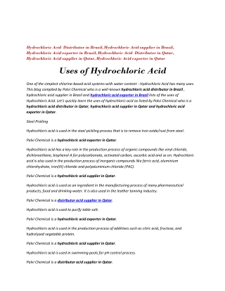 Uses of Hydrochloric Acid