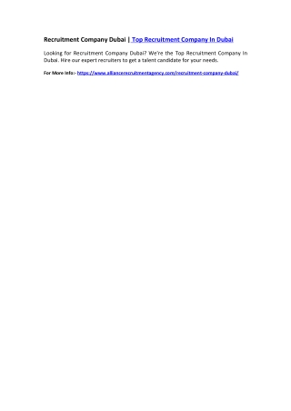 Recruitment Company Dubai | Top Recruitment Company In Dubai