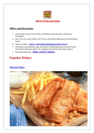 5% off - Silvio’s Fish and chips Gosnells Menu takeaway, WA