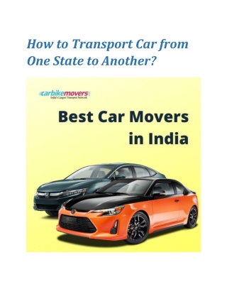 How to Transport Car from One State to Another?