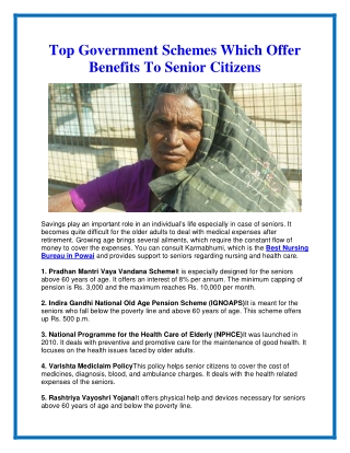 Top government services that provide incentives to senior citizens