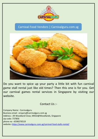 Carnival Food Vendors | Carnivalguru.com.sg