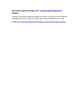 Recruitment Agencies Glasgow UK | Top Recruitment Agencies In Glasgow