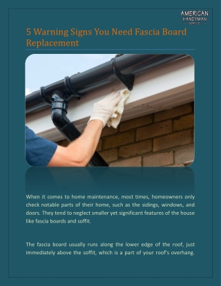 5 Warning Signs you Need Fascia Board Replacement | Blog