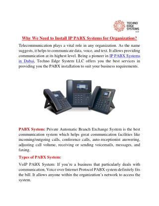 Why We Need to Install IP PABX Systems for Organization?