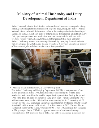 CEDSI- Ministry of Animal Husbandry & Dairy Development
