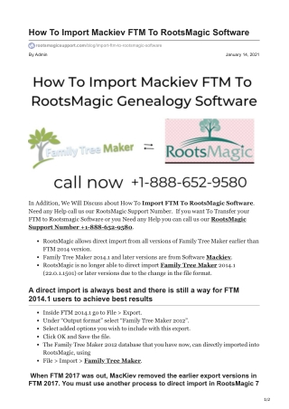 How To Import Mackiev FTM To RootsMagic Software