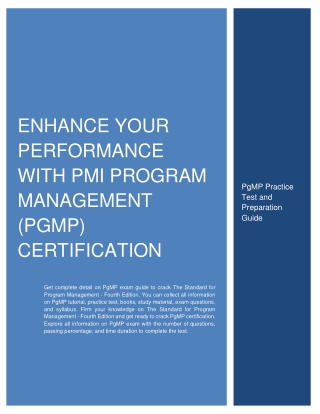 Enhance Your Performance with PMI Program Management (PgMP) Certification