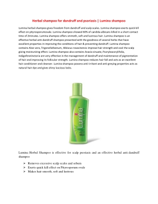 Herbal shampoo for dandruff and psoriasis | Lumina shampoo