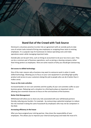 Stand Out of the Crowd with Task Source