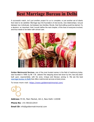 Elite Marriage Bureau in Delhi