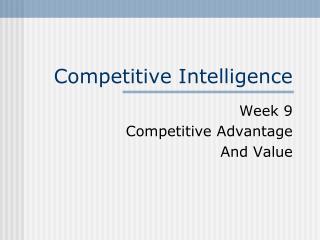 Competitive Intelligence