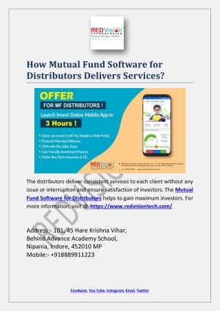 How Mutual Fund Software for Distributors Delivers Services?