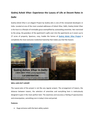 Godrej Ashok Vihar - Experience Luxury At An Affordable Price