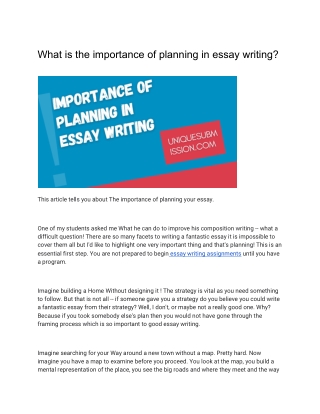 What's the importance of plaining in essay writing